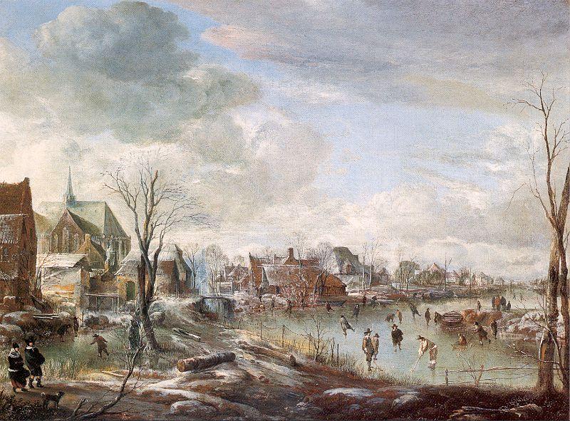 Aert van der Neer with Golfers and Skaters oil painting picture